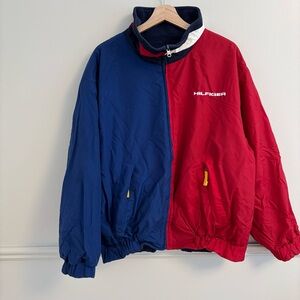 Vintage Tommy Hilfiger Red and Blue Bomber Jacket